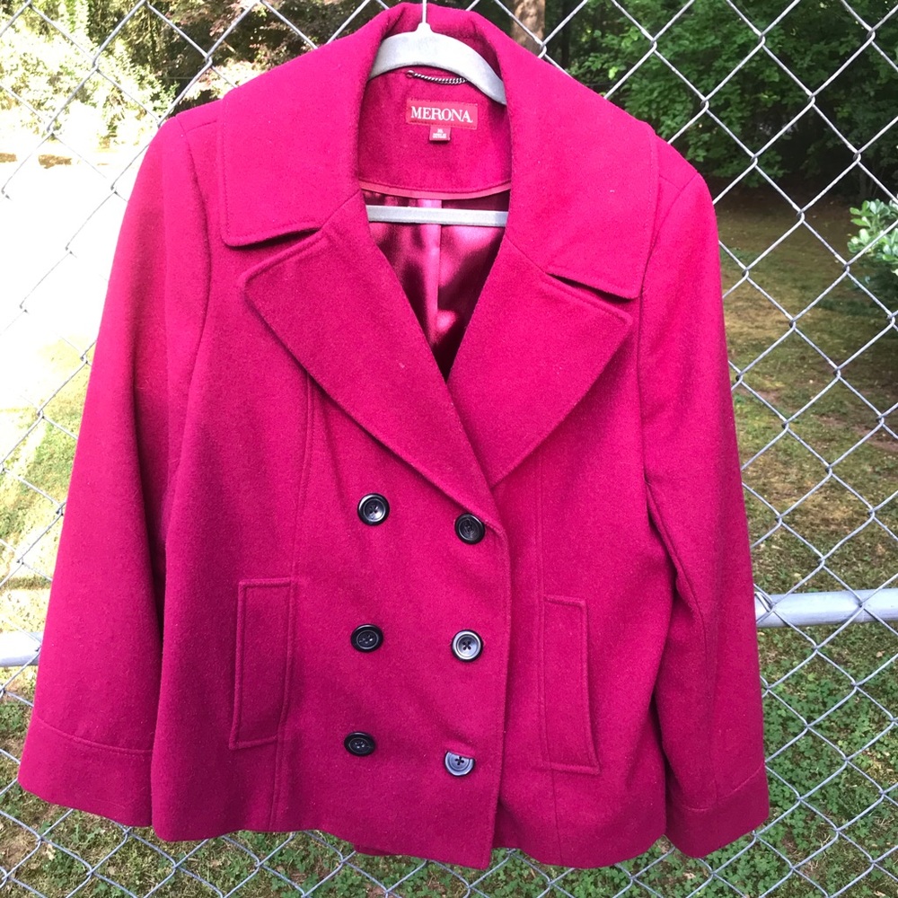 Merona pink magenta pea coat size XL